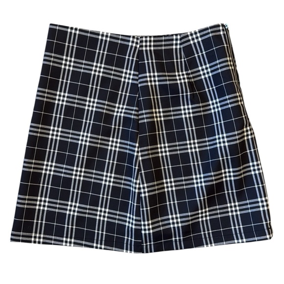 Mini Skirt Plaid Black/White Lined Academia Schoolgirl Ivy League Medium/29W - Picture 8 of 12